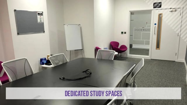 Conference table chairs flip chart study room at Kensington House in Birmingham Student Accommodation