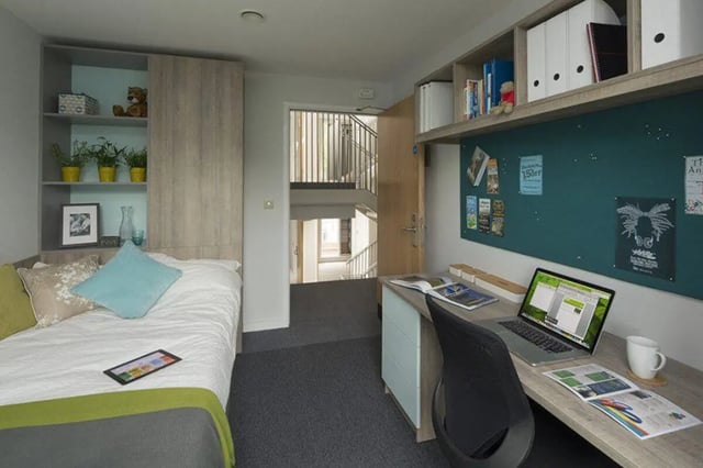 Bed desk plants and books student bedroom at Graystacks in Nottingham Student Accommodation
