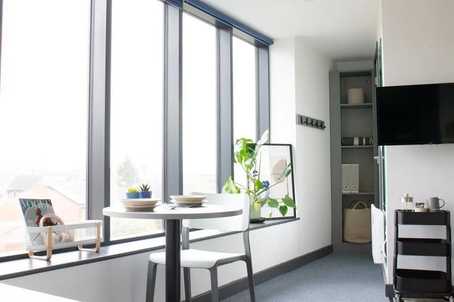 Table with chair and plant study area at Trapezium in Leeds Student Accommodation