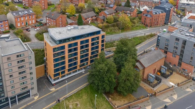 Modern student accommodation buildings exterior at Trapezium in Leeds Student Accommodation