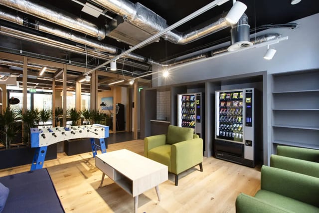 Foosball table vending machines seating living area at Cork Street Residence in Dublin Student Accommodation