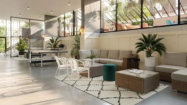 Ping pong table sofa and plants common area at Ardee Point in Dublin Student Accommodation