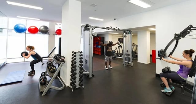 Gym equipment with people exercising gym interior at Iglu Kelvin Grove in Brisbane Student Accommodation