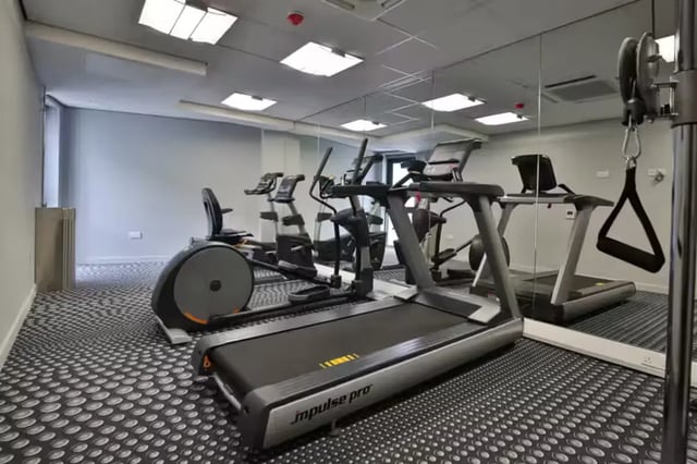 Treadmills elliptical bikes gym equipment gym area at St Peter Studios in Aberdeen Student Accommodation