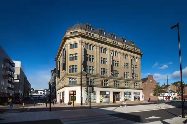 Metropick House building with banners exterior at Metrovick House in Newcastle Upon Tyne Student Accommodation
