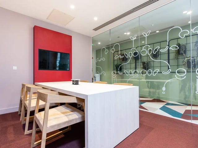 Table with chairs and TV study area at Brewers Close in Dublin Student Accommodation