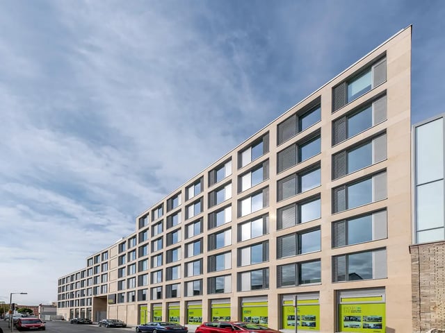 Modern building with many windows exterior at The Tannery in Dublin Student Accommodation