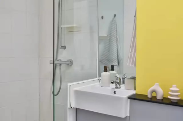 Shower sink soap dispensers and decor bathroom at Maple House in Liverpool Student Accommodation