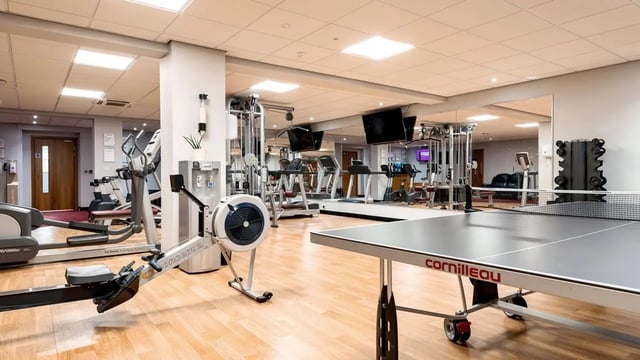 Treadmills rowing machine ping pong table gym. at Burges House in Coventry Student Accommodation