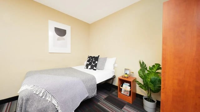 Bed nightstand plant framed art bedroom at Market Way in Coventry Student Accommodation