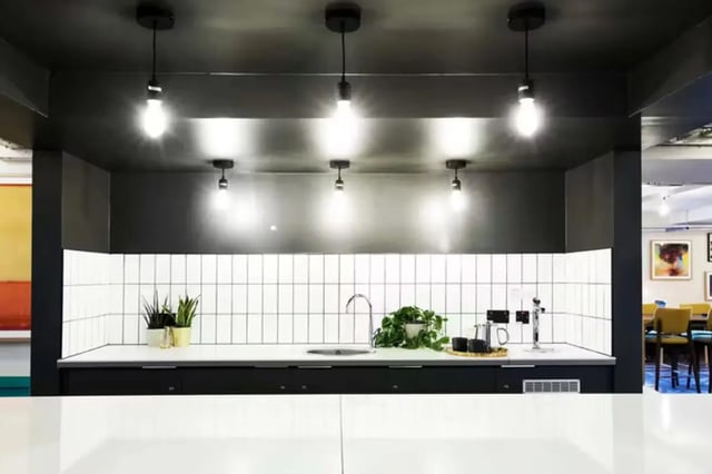 Sink plants coffee maker kitchen area at Sky Plaza in Leeds Student Accommodation