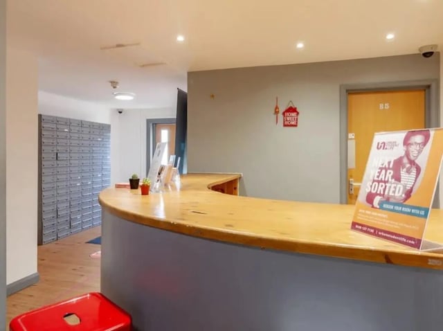 Mailboxes counter and door reception area at The Print House in Loughborough Student Accommodation