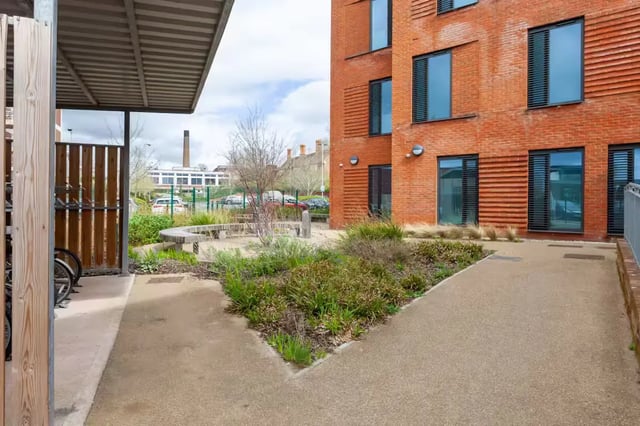Bicycles in shelter garden area exterior at Atlas House in Exeter Student Accommodation
