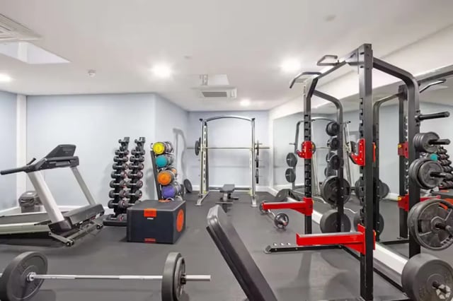 Treadmill dumbbells weights rack Smith machine gym. at The Paper Works in Sheffield Student Accommodation