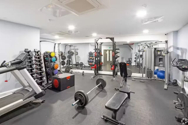 Treadmill weights rack barbell bench gym at The Paper Works in Sheffield Student Accommodation
