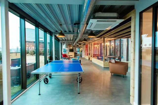 Ping pong table seating area lounge area living room at Steel City in Sheffield Student Accommodation