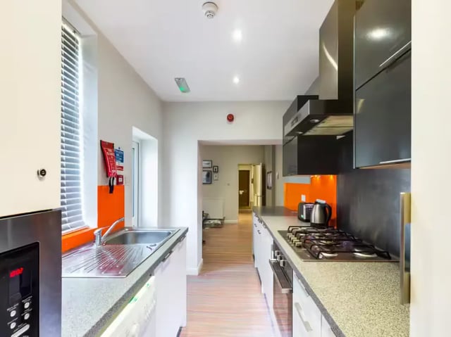Modern student kitchen with sink oven and kettle kitchen at 85 Seaford Street in Stoke-On-Trent Student Accommodation