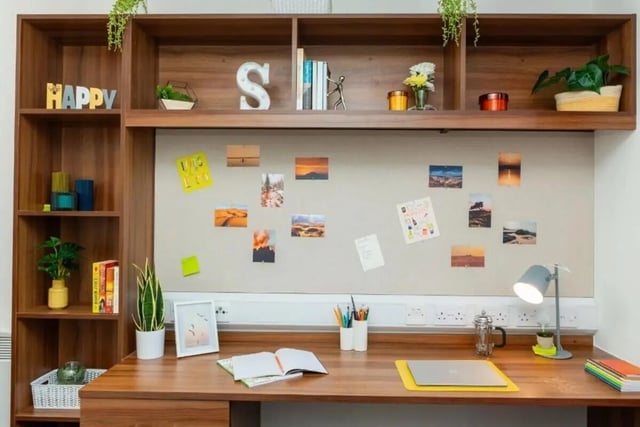 Desk with photos and lamp study area at Denmark Road in Manchester Student Accommodation