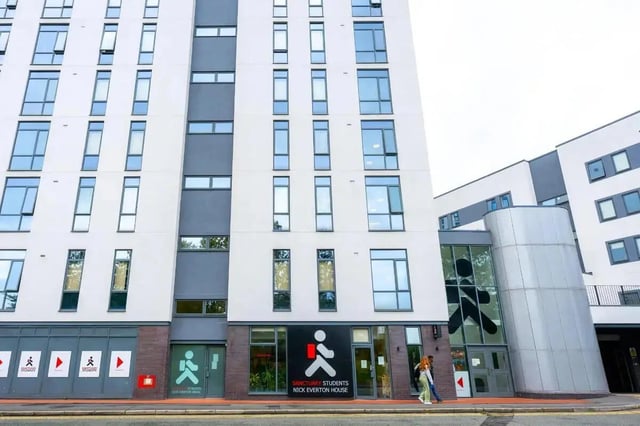Modern student accommodation building with multiple windows exterior at Grafton Street in Manchester Student Accommodation