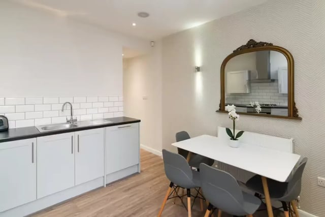 Kitchen with sink cabinets and dining table kitchen at 38 Cauldon Road in Stoke-On-Trent Student Accommodation