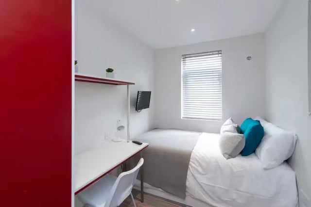 Bed desk TV and chair bedroom at 38 Cauldon Road in Stoke-On-Trent Student Accommodation