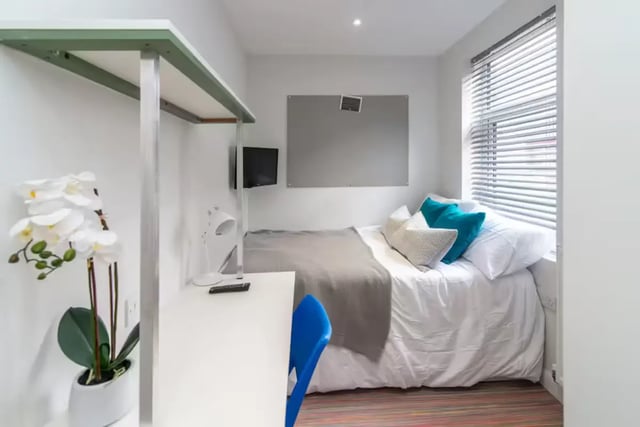 Bed desk TV plant whiteboard bedroom at 38 Cauldon Road in Stoke-On-Trent Student Accommodation