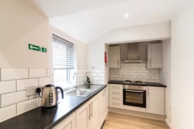Kettle sink oven and cabinets kitchen at 123 Leek Road in Stoke-On-Trent Student Accommodation