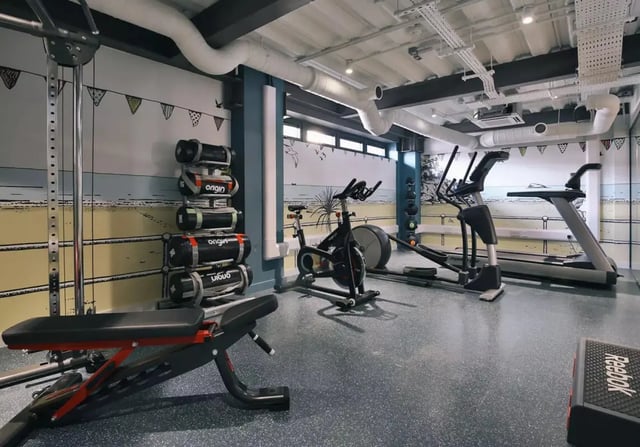 Weight bench exercise bikes treadmill gym equipment gym at iQ Bristol in Bristol Student Accommodation