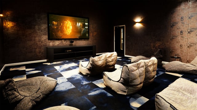 Beanbags and large TV in communal room at Vita Student Manchester Circle Square in Manchester Student Accommodation