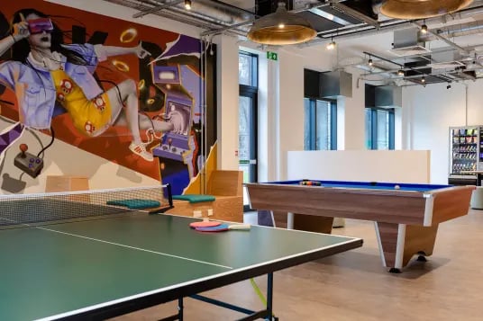 Ping pong table and pool table common area at Luneside in Lancaster Student Accommodation