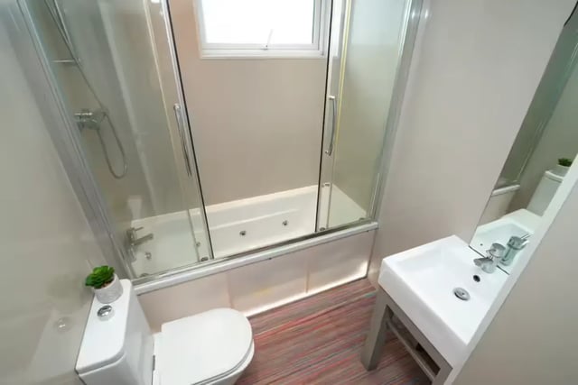 Toilet shower bath sink with mirror bathroom at 80 Beresford Street in Stoke-On-Trent Student Accommodation