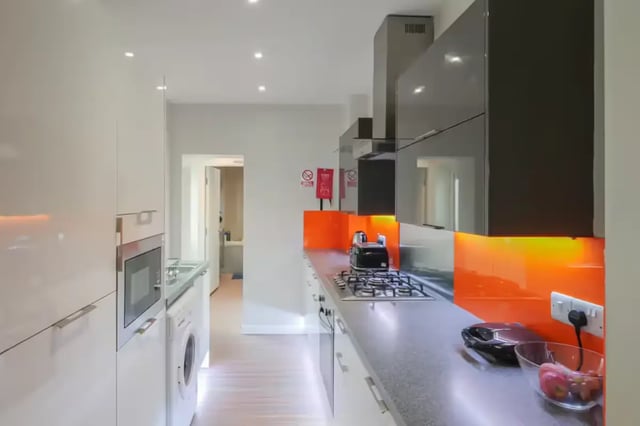 Modern kitchen with oven microwave washing machine kitchen at 64 Seaford Street in Stoke-On-Trent Student Accommodation