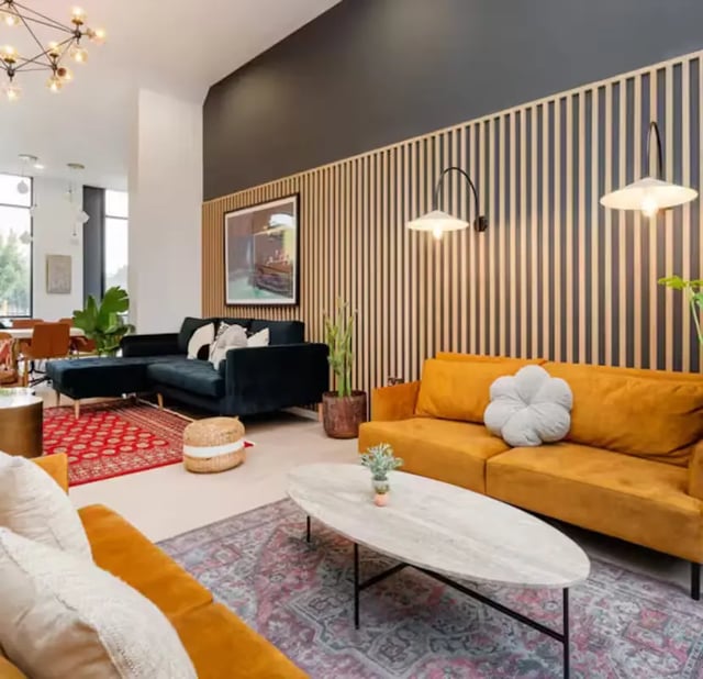 Two couches coffee table and rugs living room at Zinc Quarter in Bristol Student Accommodation