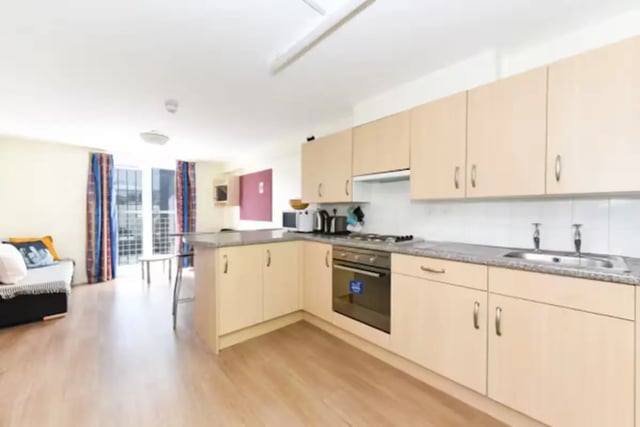 Kitchen with sofa and table kitchen at Portsburgh Court in Edinburgh Student Accommodation