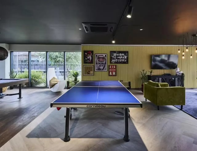 Ping pong table pool table sofa modern living room at Nottingham Two in Nottingham Student Accommodation