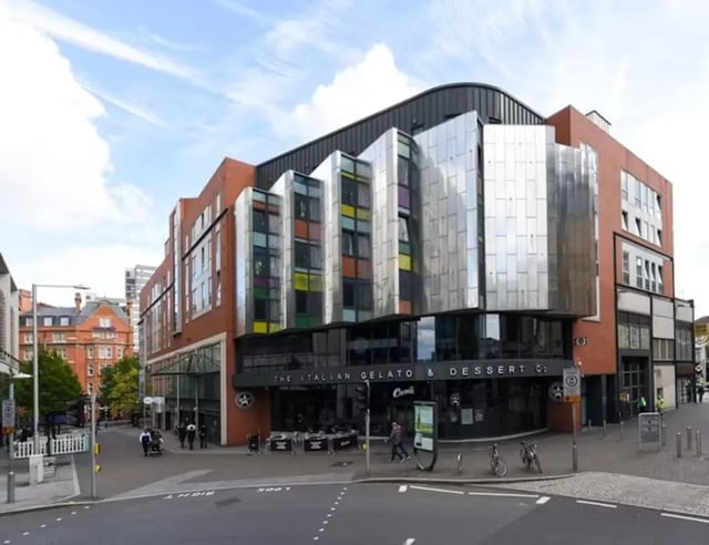 Modern brick and metal student accommodation building exterior at Trinity Square in Nottingham Student Accommodation
