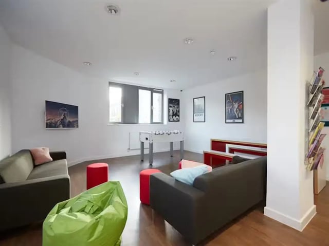 Soaking sofas foosball table beanbag living room at Central Studios - London in London Student Accommodation