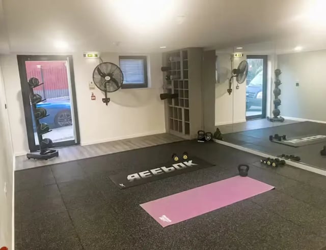 Yoga mats and weights gym room at Central Place in Sheffield Student Accommodation