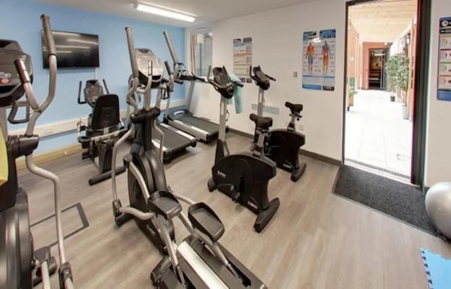 Gym equipment treadmills and stationary bikes fitness room at Albert Place in Newcastle Upon Tyne Student Accommodation