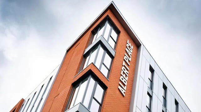 Albert Place building exterior with modern windows exterior at Albert Place in Newcastle Upon Tyne Student Accommodation