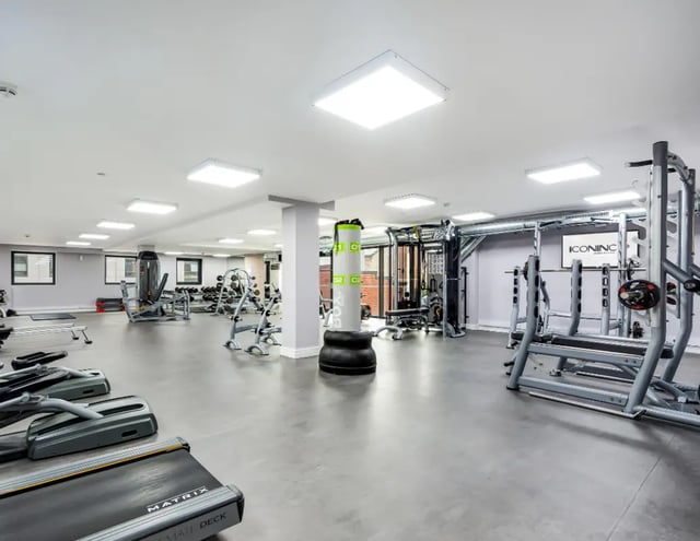 Treadmills weight machines punching bag gym at The Edge - Leeds in Leeds Student Accommodation