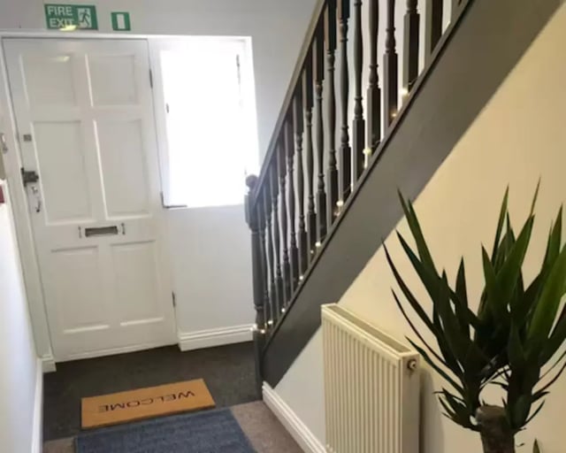 Door stairs radiator and plant interior at Solly House - Central Place in Sheffield Student Accommodation