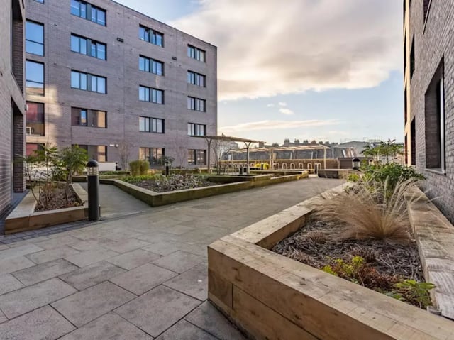 Courtyard with raised beds and bike racks Exterior at Powis Place in Aberdeen Student Accommodation