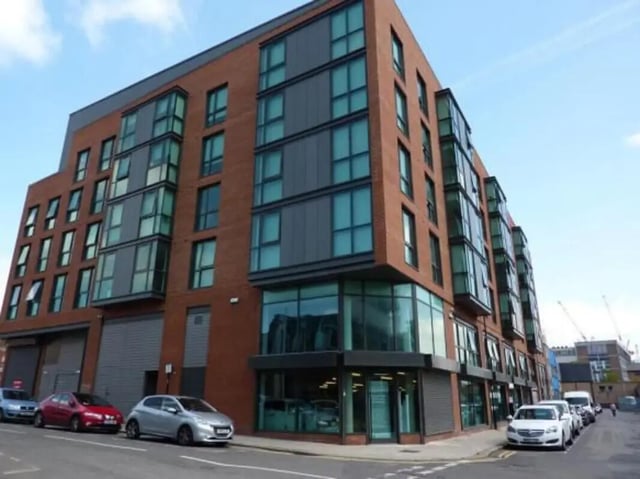 Modern brick building with glass facade exterior at Printworks in Sheffield Student Accommodation