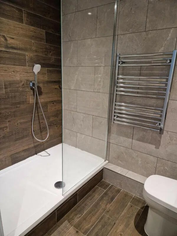 Shower toilet towel rack bathroom at Printworks in Sheffield Student Accommodation