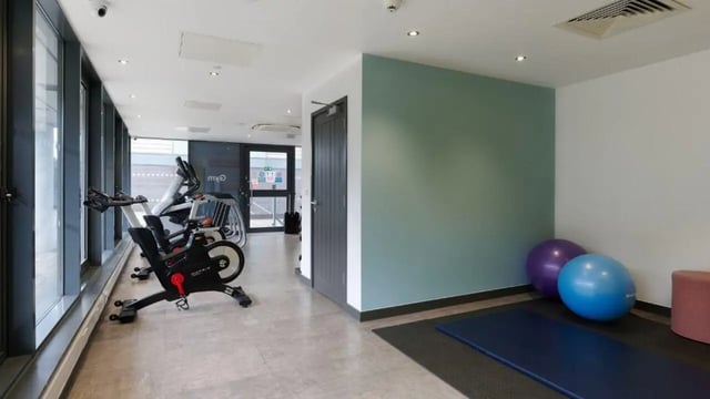 Exercise bikes exercise balls yoga mat gym at Heantun Point in Wolverhampton Student Accommodation
