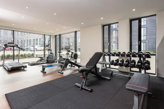 Treadmill elliptical rower bench dumbbells gym at Causeway View in Aberdeen Student Accommodation