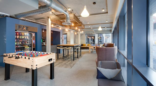 Foosball table vending machine pool table common room at The Tramshed in Preston Student Accommodation
