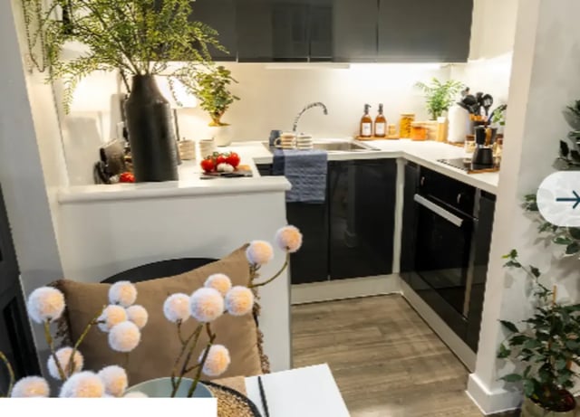 Compact kitchen with sink and oven kitchen at Palamon Court in Canterbury Student Accommodation