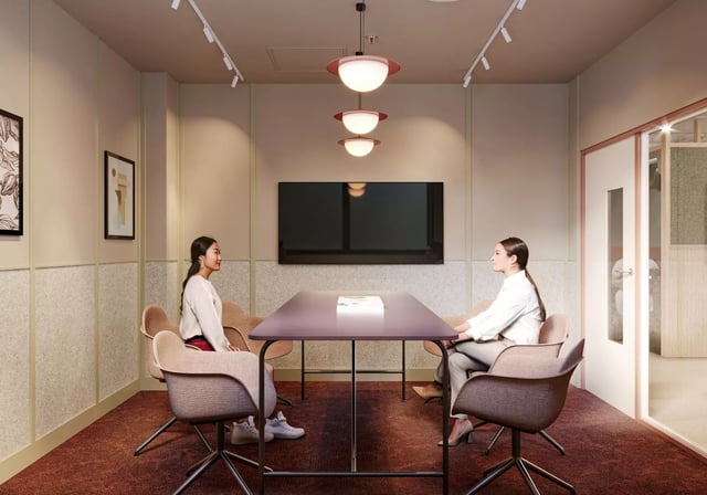 Table chairs and screen in lounge area at Longwood Place in Coventry Student Accommodation